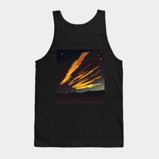 Sunrise cartoon landscape and comet tails Tank Top